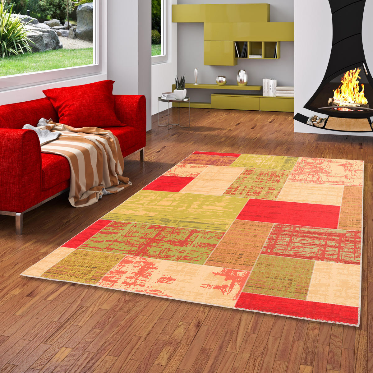 LUXUS VINTAGE DESIGNER TEPPICH PRIMUS PATCHWORK - Terra cotta, Textil (120/160cm) - Pergamon
