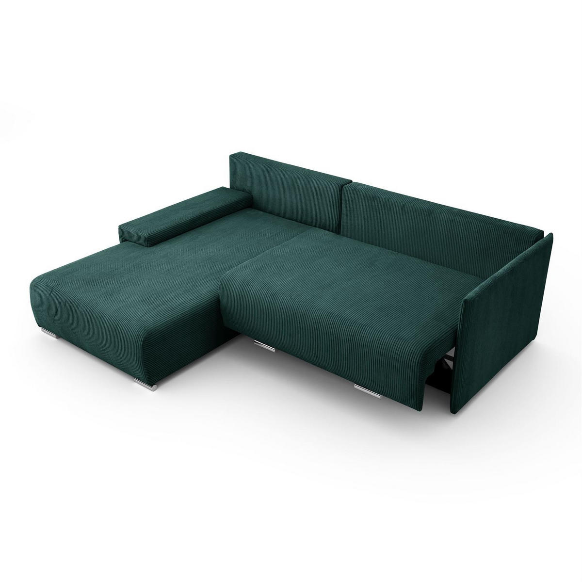ECKSOFA LAVIO L mit Schlaffunktion und Bettzeugkasten Linke - Grün, Textil (246/188cm) - Lookway