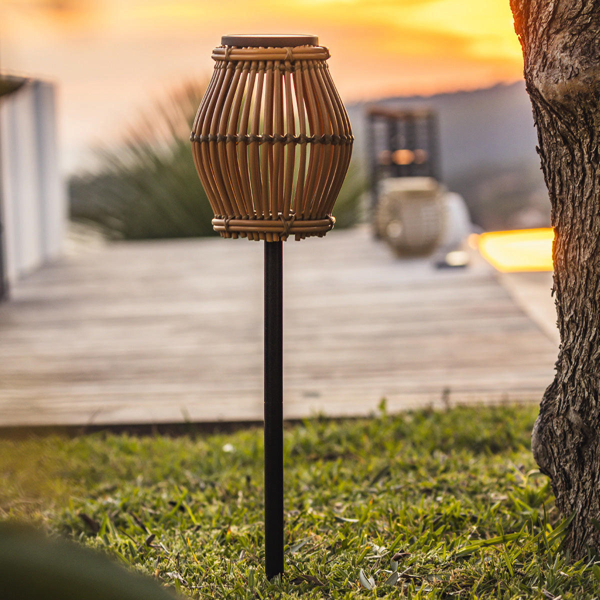 Thumbnail - Lumisky Silvina, Braun, Kunststoff, 18x70x18 cm, Lampen & Leuchten, Außenbeleuchtung, Solarleuchten
