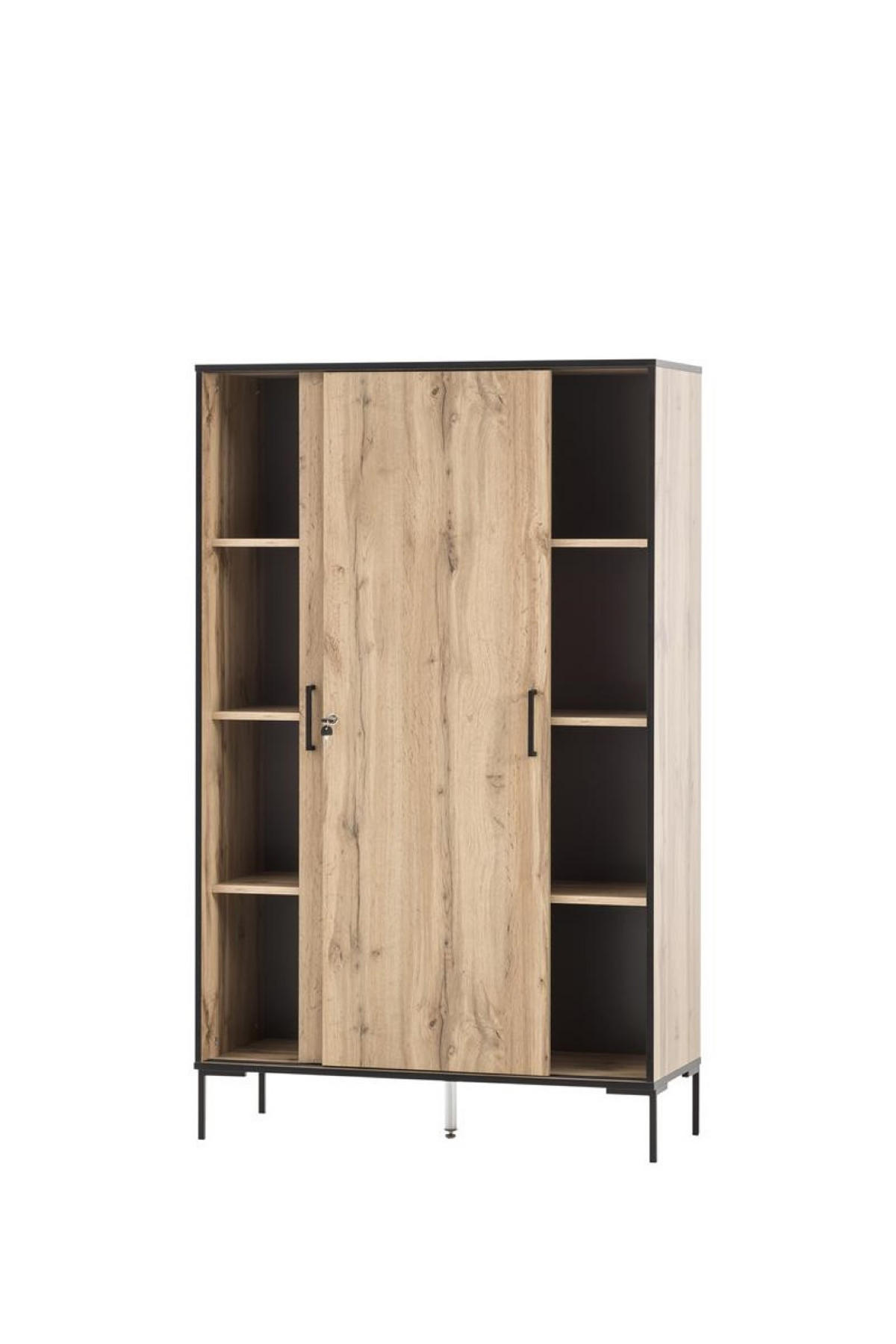 SCHIEBETÜRENSCHRANK Panda Tall 165x100x41 cm 4 Fächern & 2 Schiebetüren Eiche - Eichefarben, Holz (100/165/41cm) - PROREGAL