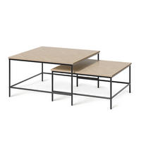 COUCHTISCH-SET Ramio, Eiche/Schwarz, 80 x 80 cm 2 Teile - Eichefarben/Schwarz, Holzwerkstoff (80/80/45cm) - Vicco