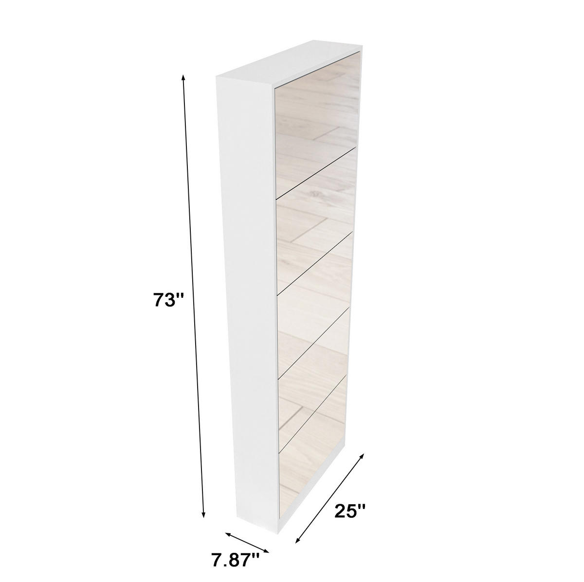 SCHUHSCHRANK 185 cm mit Ganzkörperspiegel und 5 Klappen, platzsparend, Weiß - Weiß, Holzwerkstoff (63/185/19.6cm) - Redom