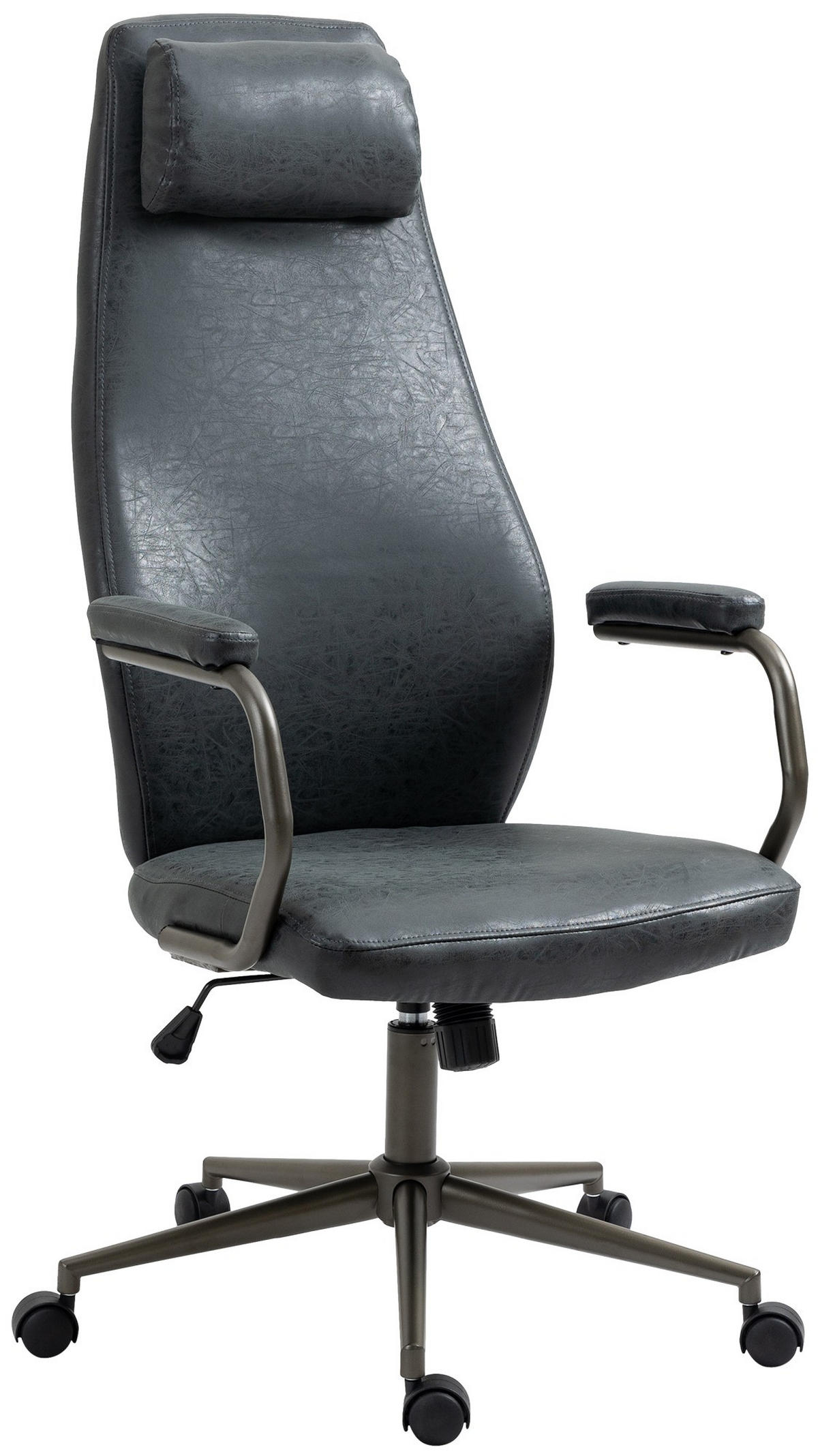 CHEFSESSEL Lederlook Antik Schwarz - Schwarz, Textil/Metall (62/127/66cm) - CLP