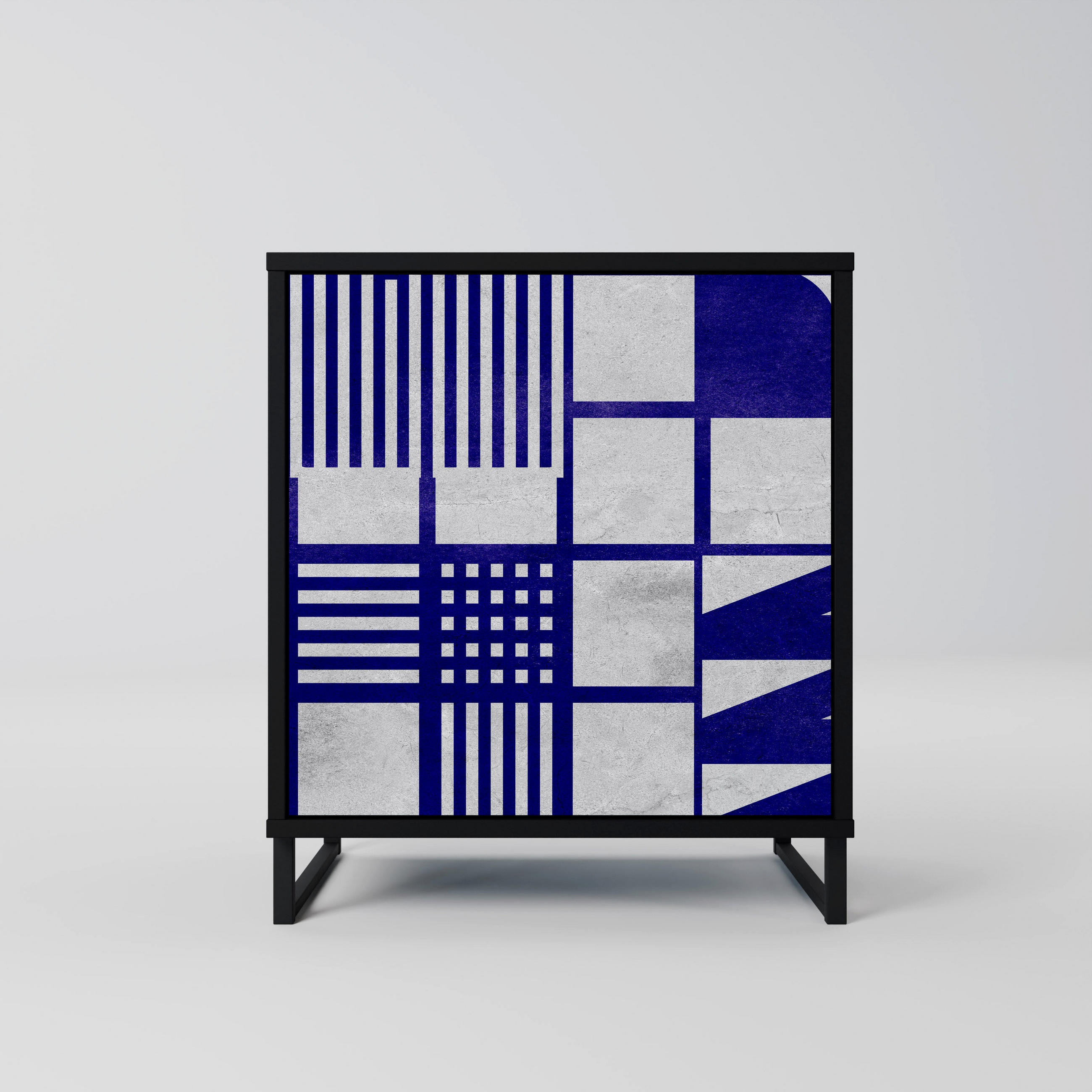 SIDEBOARD THE RIGHT PLACES, Schwarz, 57,5x42x67,5 cm, Schwarze Metall-Rahmenfüße - Multicolor/Schwarz, Holzwerkstoff/Metall (57.5/67.5/42cm) - SpaceRebels