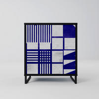 SIDEBOARD THE RIGHT PLACES, Schwarz, 57,5x42x67,5 cm, Schwarze Metall-Rahmenfüße - Multicolor/Schwarz, Holzwerkstoff/Metall (57.5/67.5/42cm) - SpaceRebels