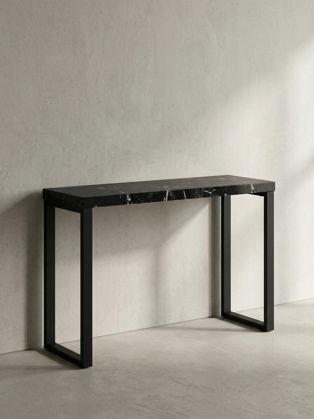KONSOLENTISCH – Marmoroptik Schwarz, 120x40x76 cm, Hochglanz, Metallbeine - Schwarz, Holzwerkstoff/Metall (40/120/76cm) - KADIMA DESIGN