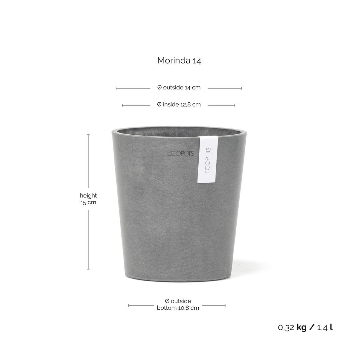 BLUMENTOPF Morinda Orchid 14/15 cm Grau - Grau, Kunststoff (14/15cm) - Ecopots