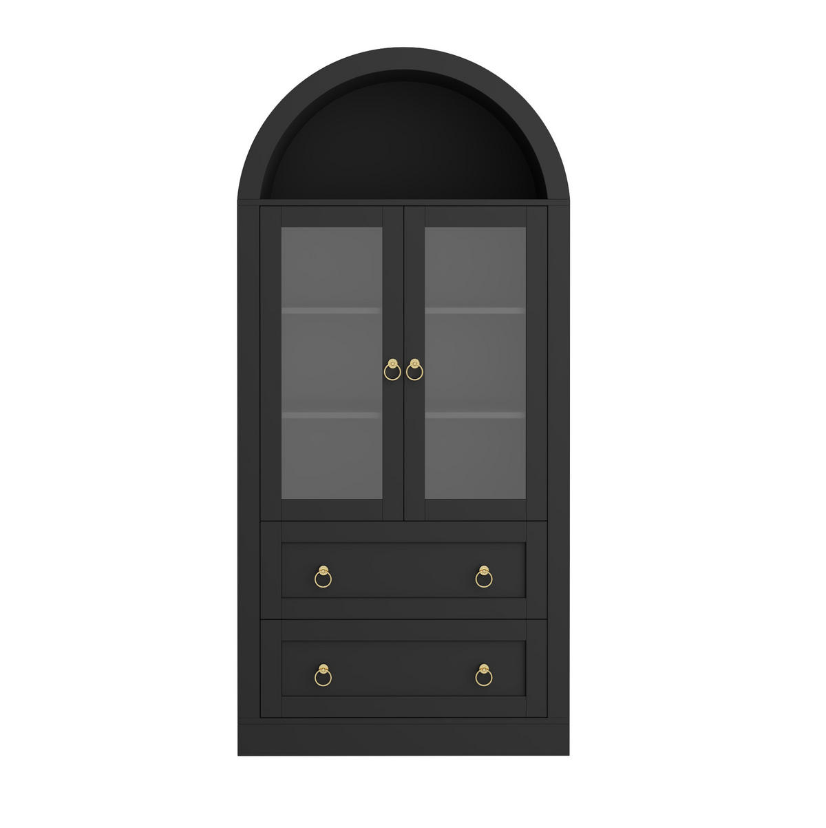 VITRINENSCHRANK aus Spanplatte 80x36x170 cm Schwarz mit Glastüren und Schubladen - Schwarz, Holzwerkstoff (80/170/36cm) - IVMEU