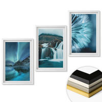 WANDBILDER 3er-Set - 40x60 cm Weißer Rahmen - Winterlandschaften mit Wasserfällen - Weiß, Kunststoff (40/60cm) - ArtPrintCave