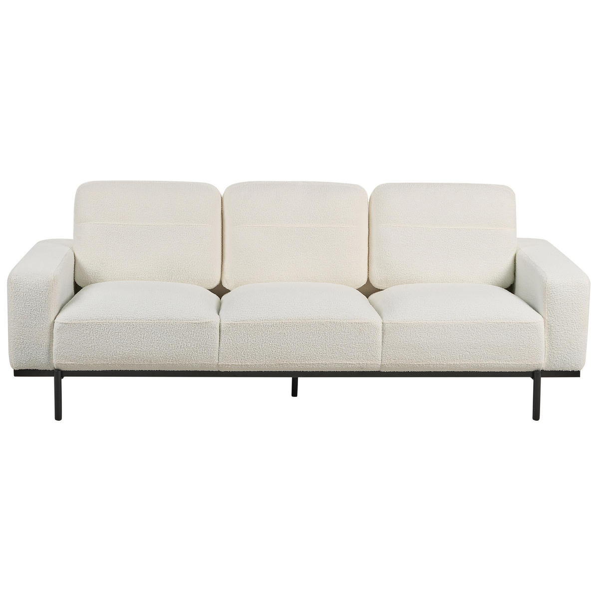 3-SITZER-SOFA Bouclé Cremeweiß Sovik - Weiß, Textil (215/72/87cm) - Beliani
