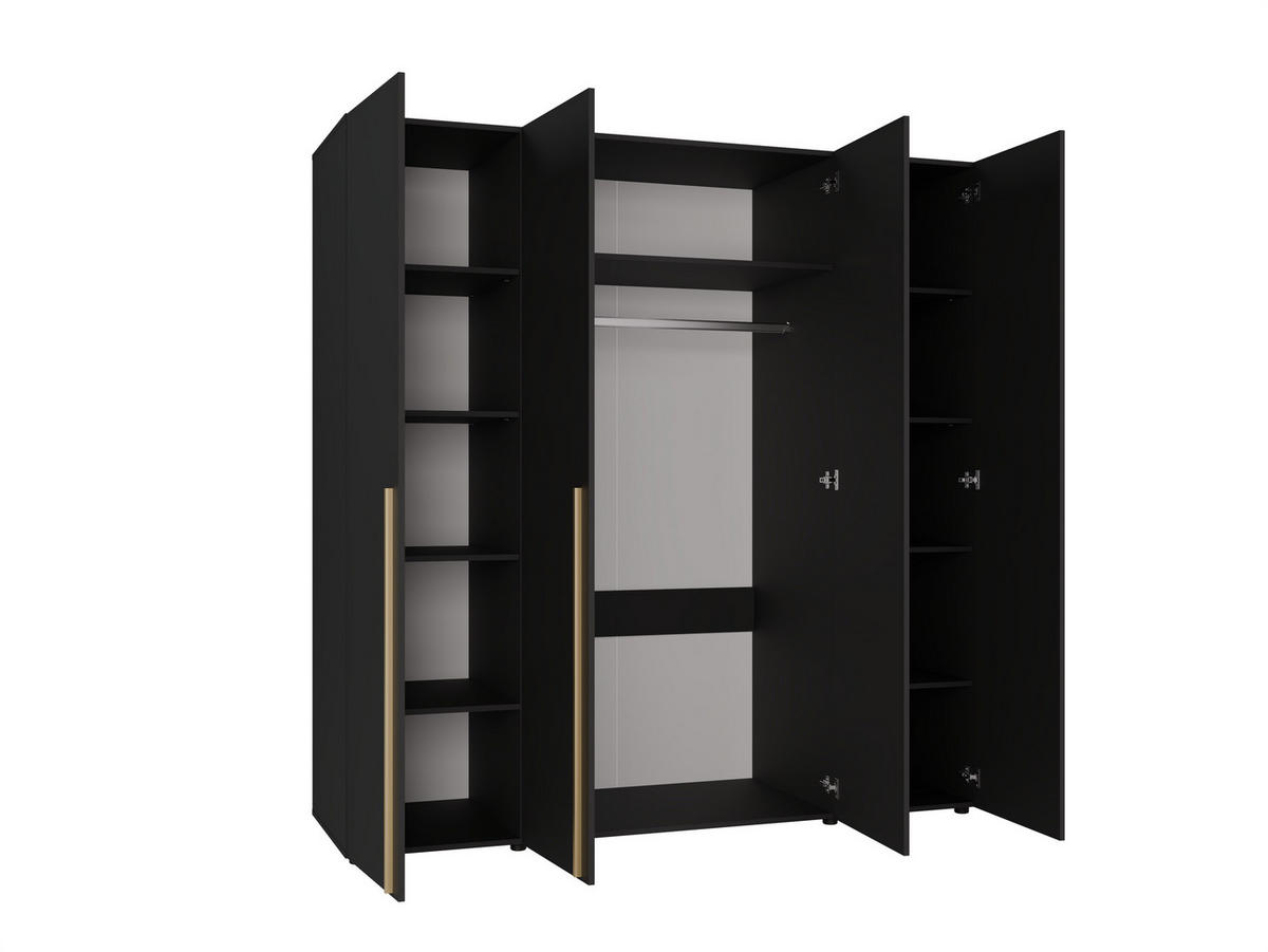 DREHTÜRENSCHRANK Arni Schwarz Matt - 11 Fächer - 200x206x60 cm - Schwarz, Holzwerkstoff (200/206/60cm) - Ravio