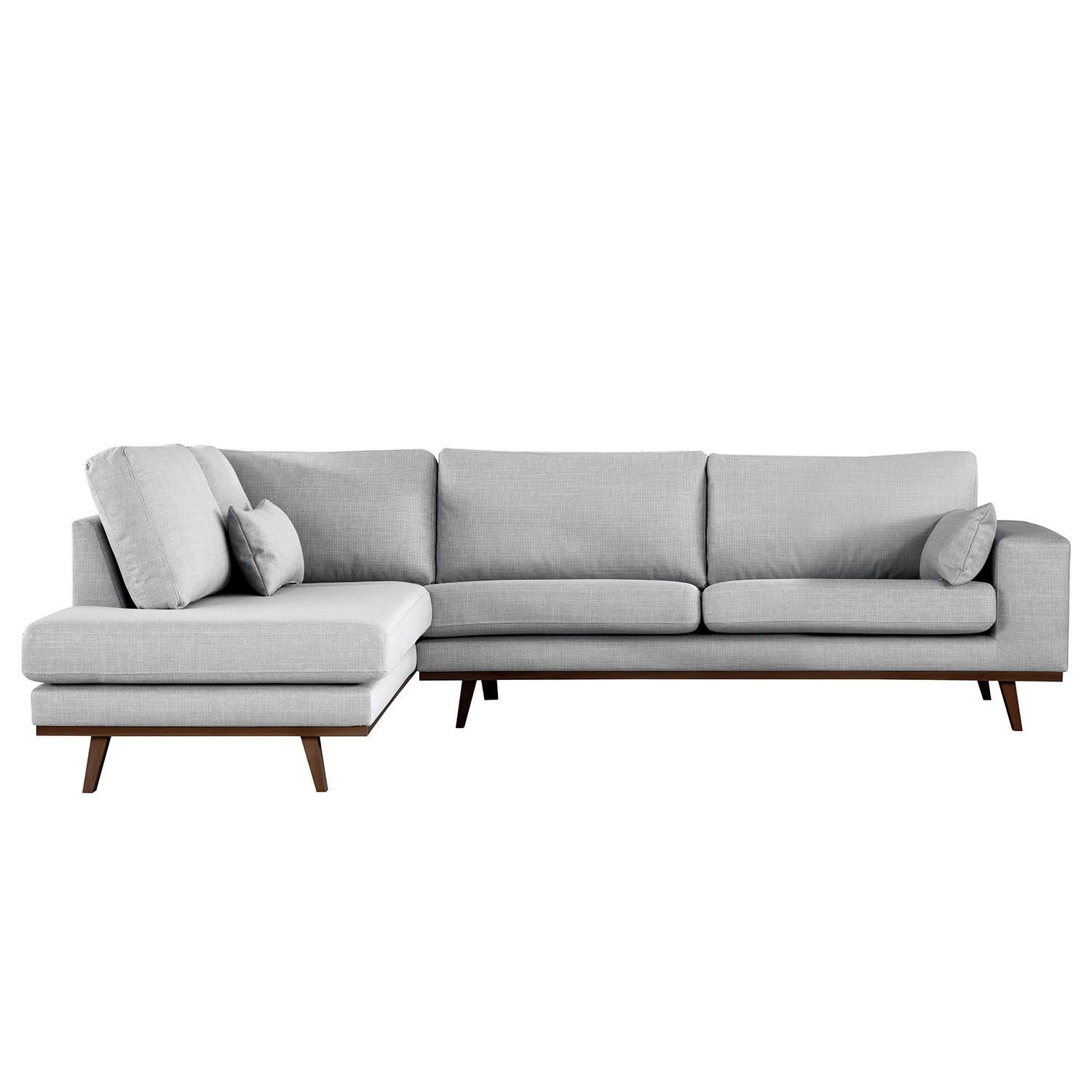 ECKSOFA mit Ottomane - Buchefarben/Hellgrau, Textil (287/219cm) - home24