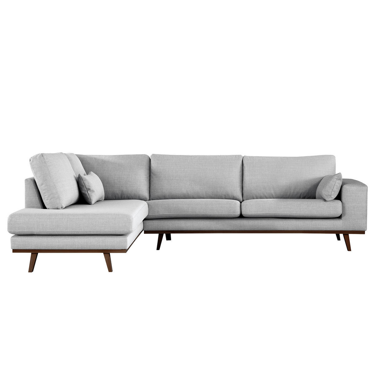 ECKSOFA mit Ottomane - Buchefarben/Hellgrau, Textil (287/219cm) - home24