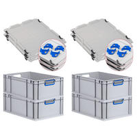 EUROBOX 4x Nextgen Color Mit Auflagedeckel 22x40x60cm Griffe Blau Offen - Blau, Kunststoff (40/22/60cm) - PROREGAL