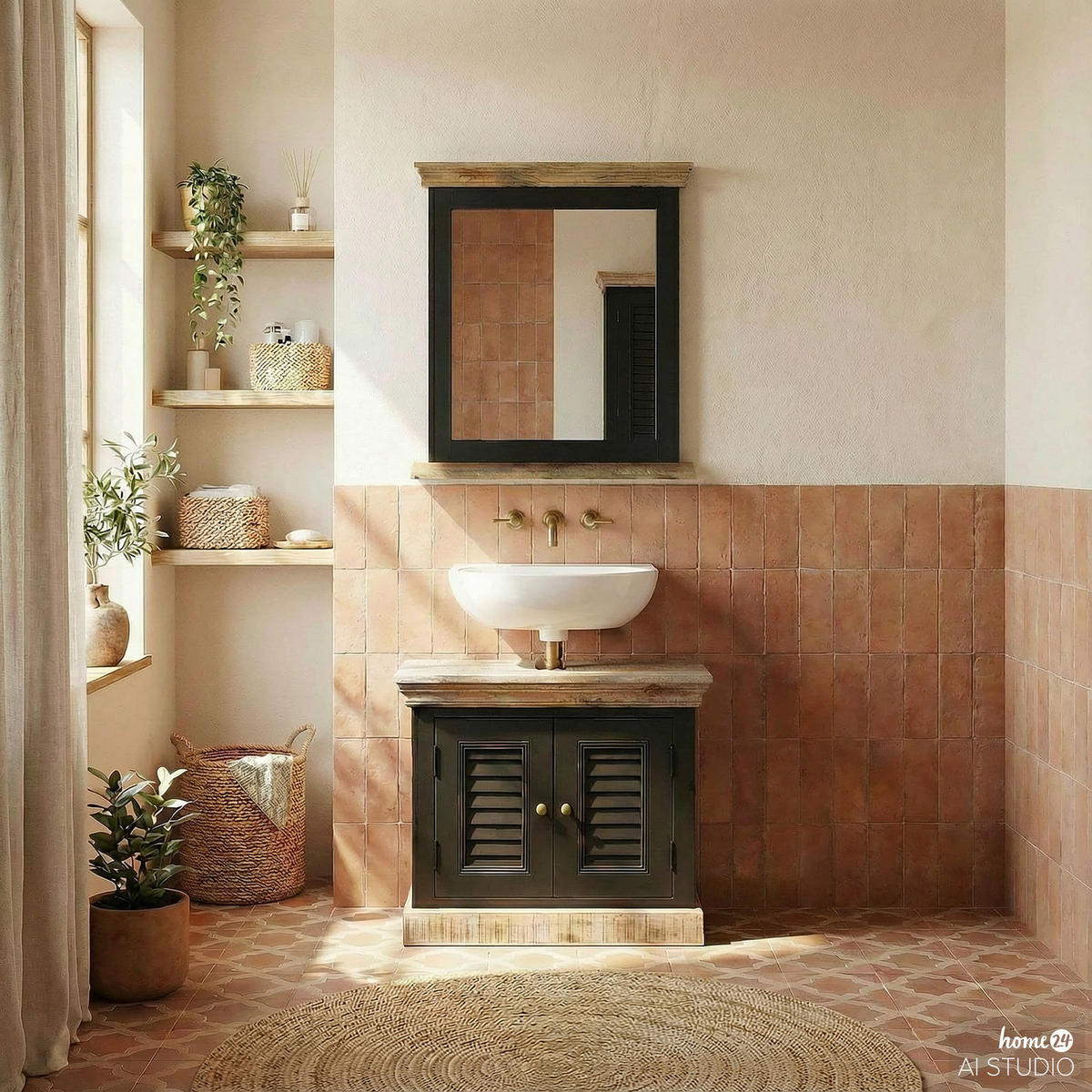 MASSIVER SPIEGEL - Mango Massiv - Schwarz, Holz/Holzwerkstoff (70/80/13cm) - home24