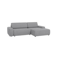 ECKSOFA Nancy Hellgrau Cord - Hellgrau/Schwarz, Holz/Kunststoff (264/162cm) - S-Style Möbel