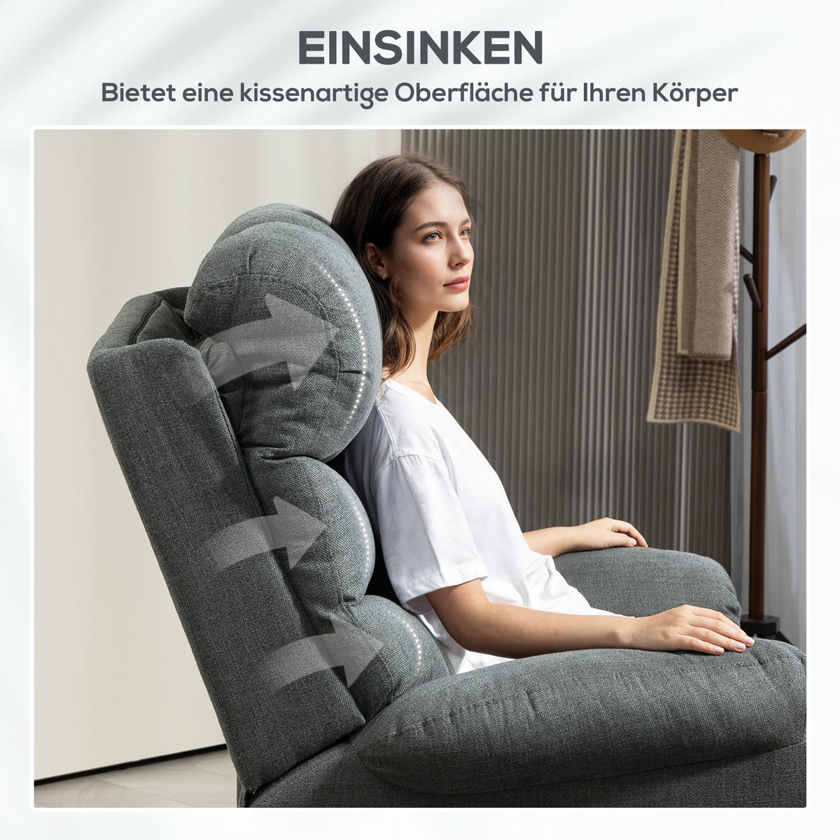RELAXSESSEL Elektrisch Fernsehsessel mit Aufstehhilfe, Liegefunktion, Dunkelgrau - Dunkelgrau/Schwarz, Textil/Metall (93/112/100cm) - HOMCOM