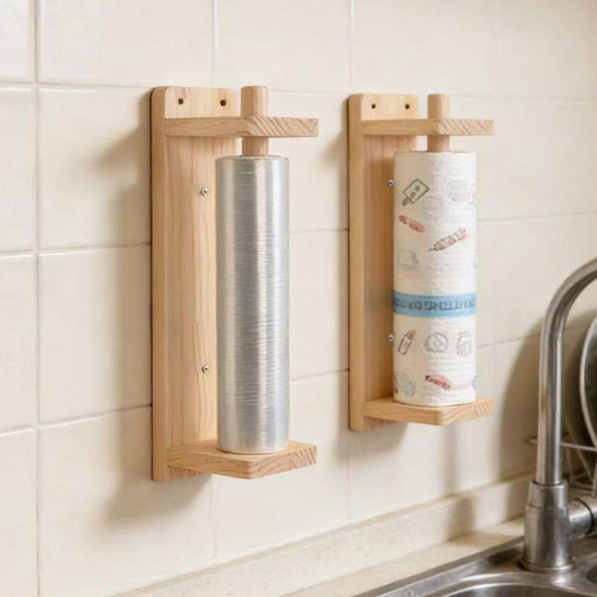 KÜCHENPAPIERHALTER, Holz, 35 x 10,5 cm - Braun, Holz (8/10.5/35cm) - Authentics