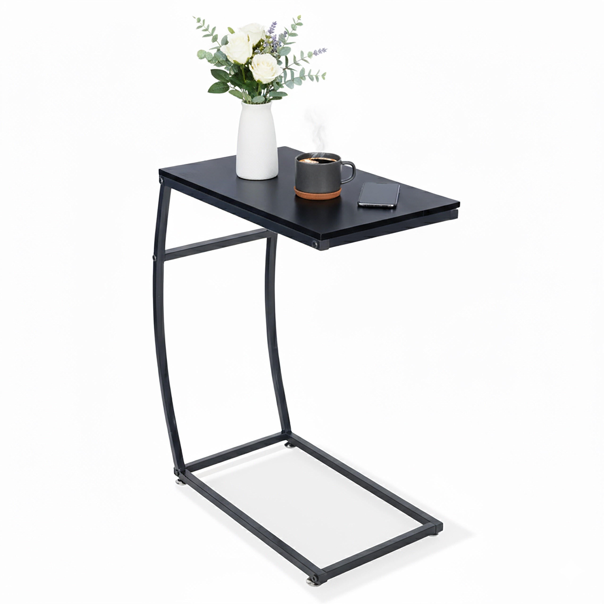 BEISTELLTISCH - Schwarz, Holzwerkstoff/Metall (25/47.5/58.5cm) - Relaxdays