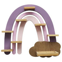 WANDREGAL FÜR HÖRFIGUREN - Kiefer teilmassiv - Kiefer / Lila - Lila/Rosa, Holz/Holzwerkstoff (52/46/18cm) - home24