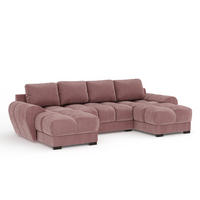WOHNLANDSCHAFT Peebles Rosa Samtstoff - Pink/Schwarz, Holz/Holzwerkstoff (330/90/175cm) - Maison de Reve