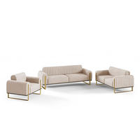 SOFASET Valerie 3-2-1 - Beige, Holzwerkstoff/Textil (228/79/90cm) - Fun Möbel