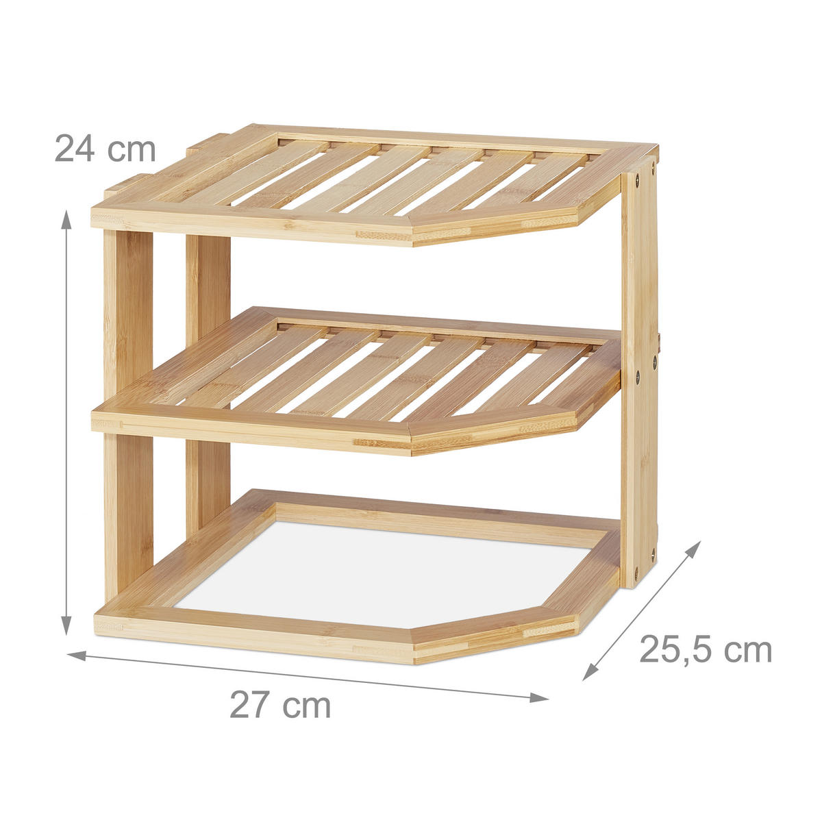 ECKREGAL - Hellbraun, Holz (27/24/25.5cm) - Relaxdays