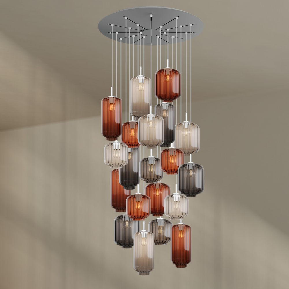 Thumbnail - s.luce Galerieleuchte, Mehrfarbig, Weiß, Glas, Zylindrisch, 25x27x25 cm, Lampen & Leuchten, Innenbeleuchtung, Hängelampe...