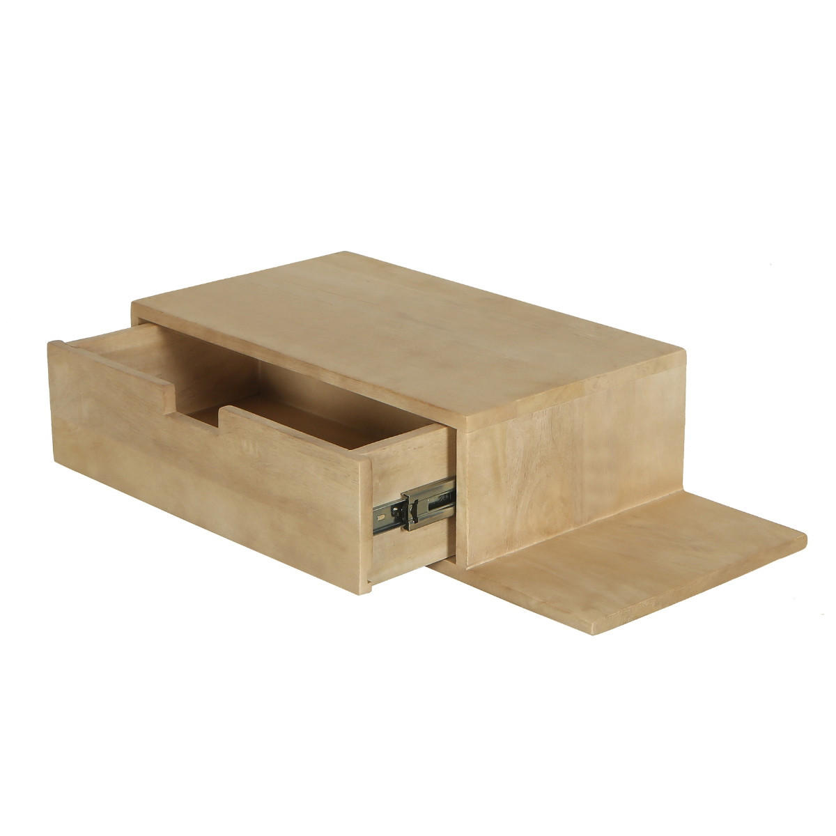 SCHWEBENDER Nachttisch aus Mangoholz 65x30x16cm, natur - Braun, Holz (65/16/30cm) - Giga Meubel
