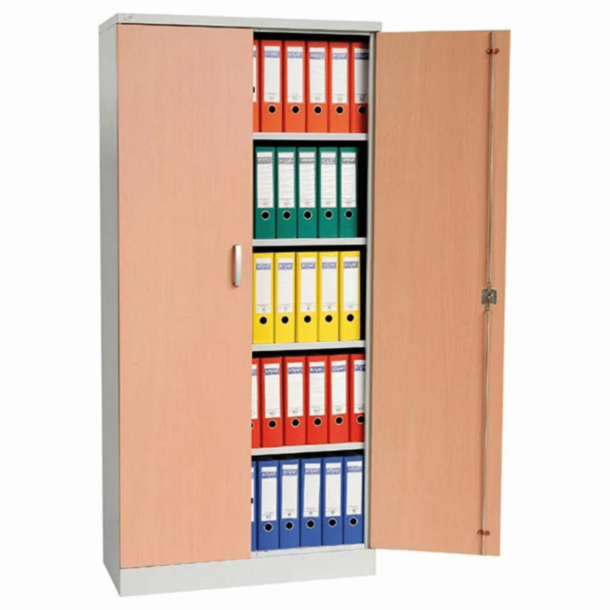 AKTENSCHRANK Beetle 4 Fachböden 195x92x42 cm Weiß & Buche - Buchefarben, Metall (92/195/42cm)