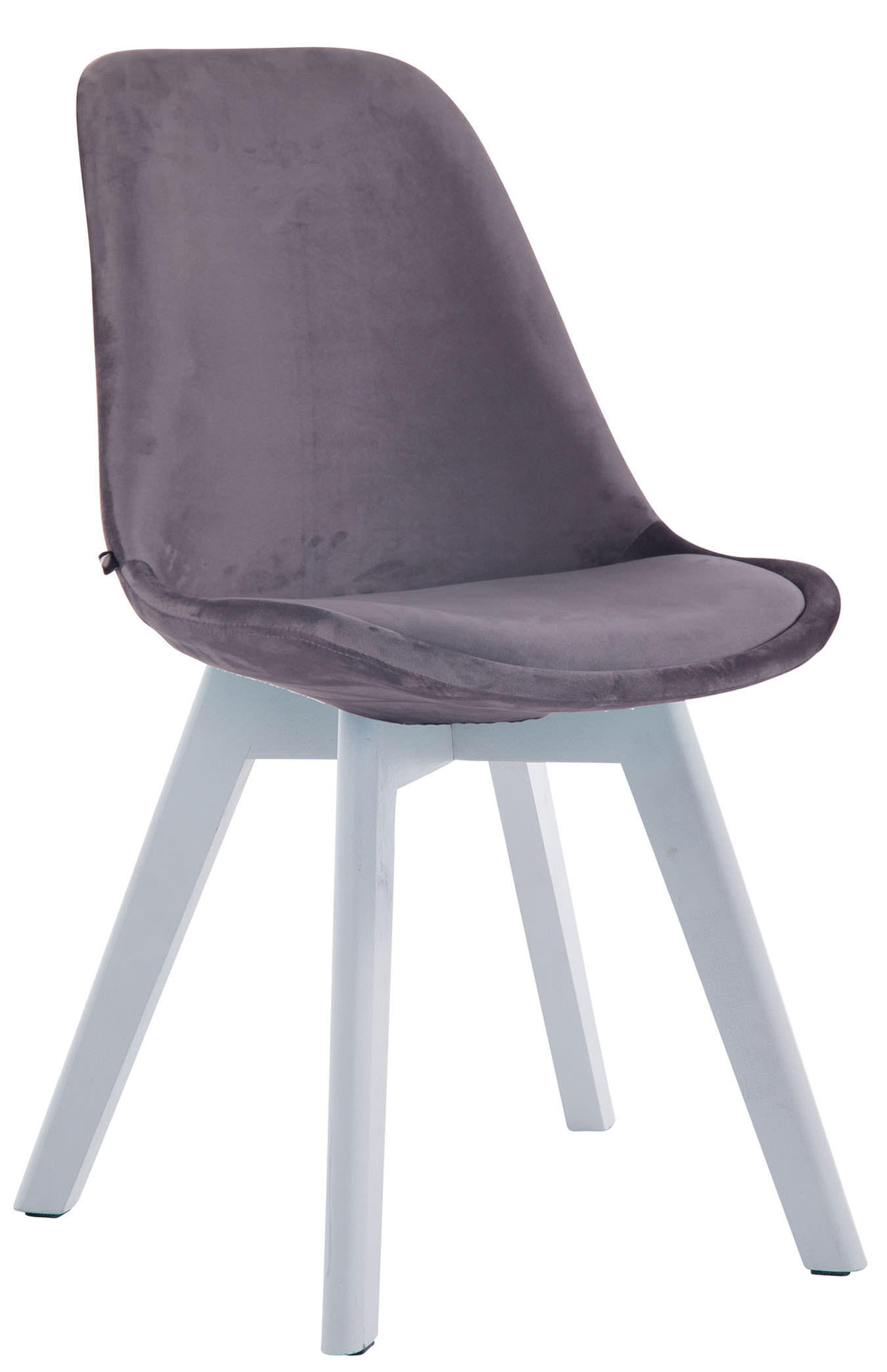 STUHL Samt dunkelgrau - Dunkelgrau/Weiß, Holz/Textil (48/84/55cm) - CLP
