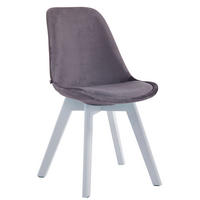 STUHL Samt dunkelgrau - Dunkelgrau/Weiß, Holz/Textil (48/84/55cm) - CLP