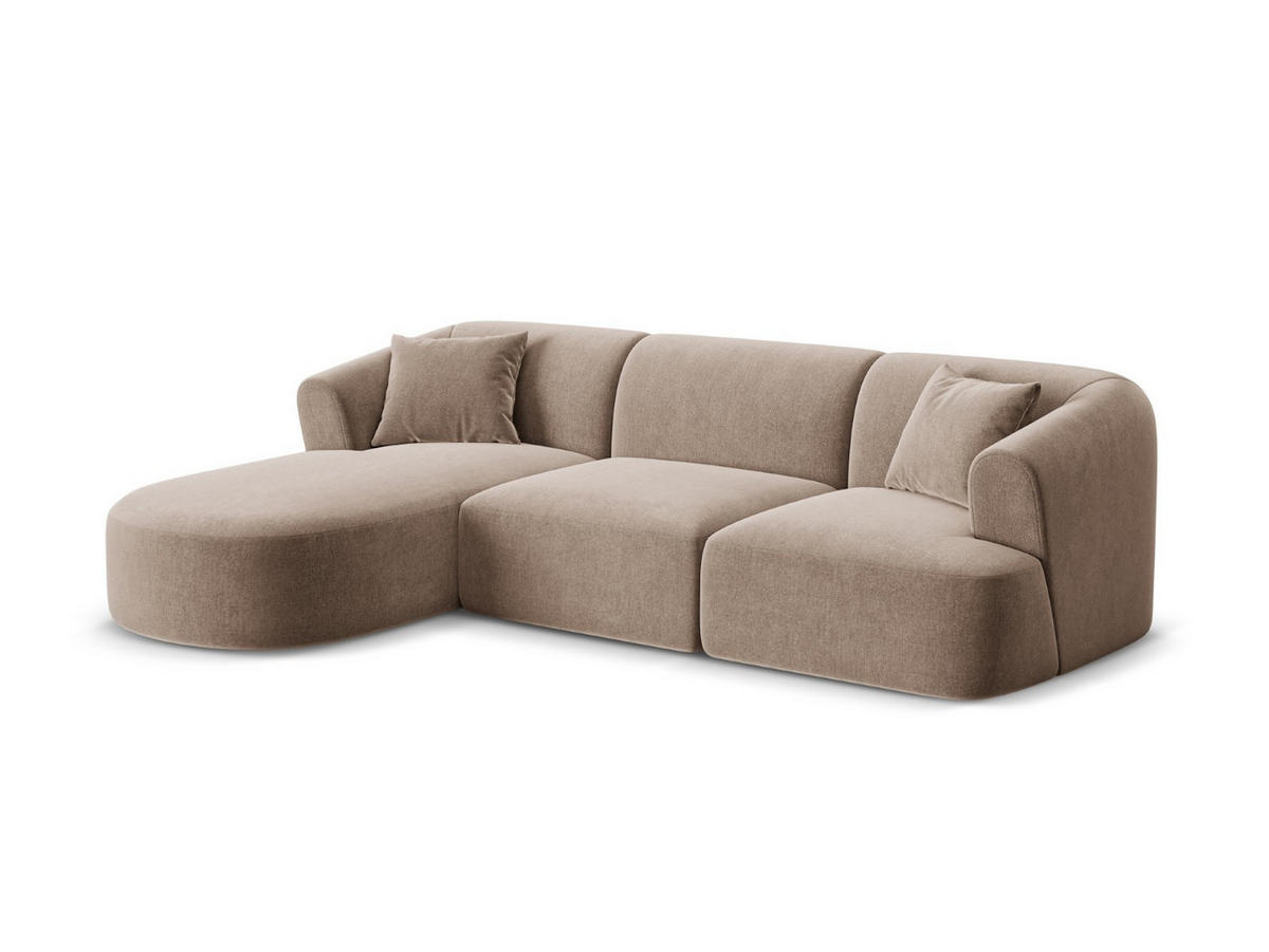 MODULARES-ECKSOFA links Campi aus Samt dunkelbeige 4 Sitzplätze - Mokka, Textil (156/256cm) - Cosmopolitan Design