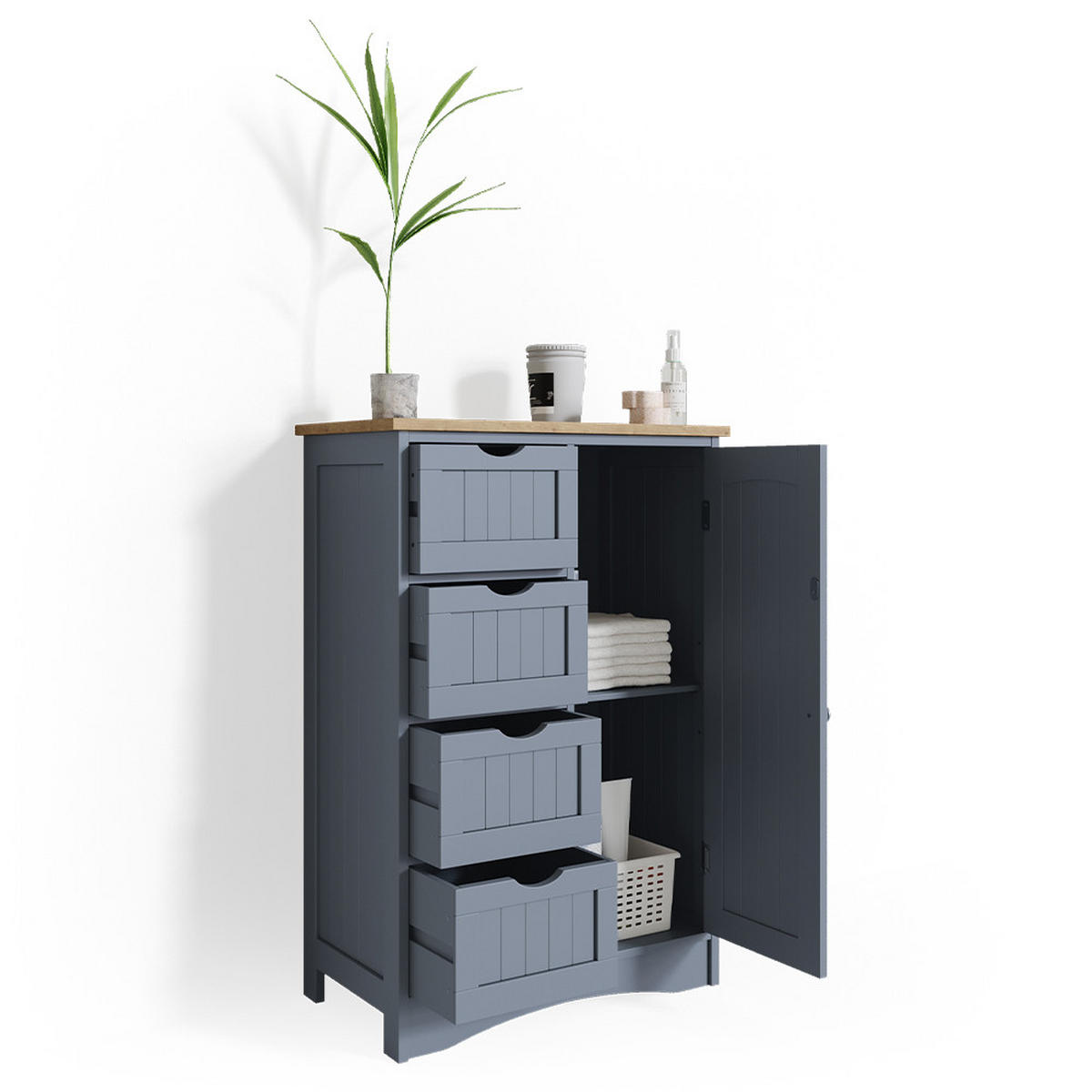 SKŘÍŇKA DO KOUPELNY Bianco Šedá - šedá, kompozitní dřevo (55/81/30cm) - Vicco