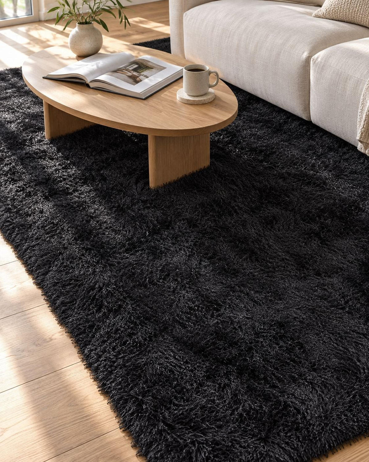SHAGGYMATTA Cide 200/140 cm - Svart, Plast (140/200cm) - Beliani