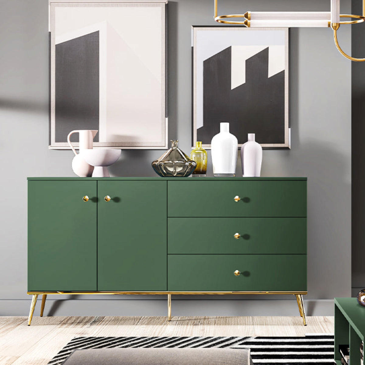 SIDEBOARD Thalia Grün - Grün, Holzwerkstoff (160/85/40cm) - Petits-meubles