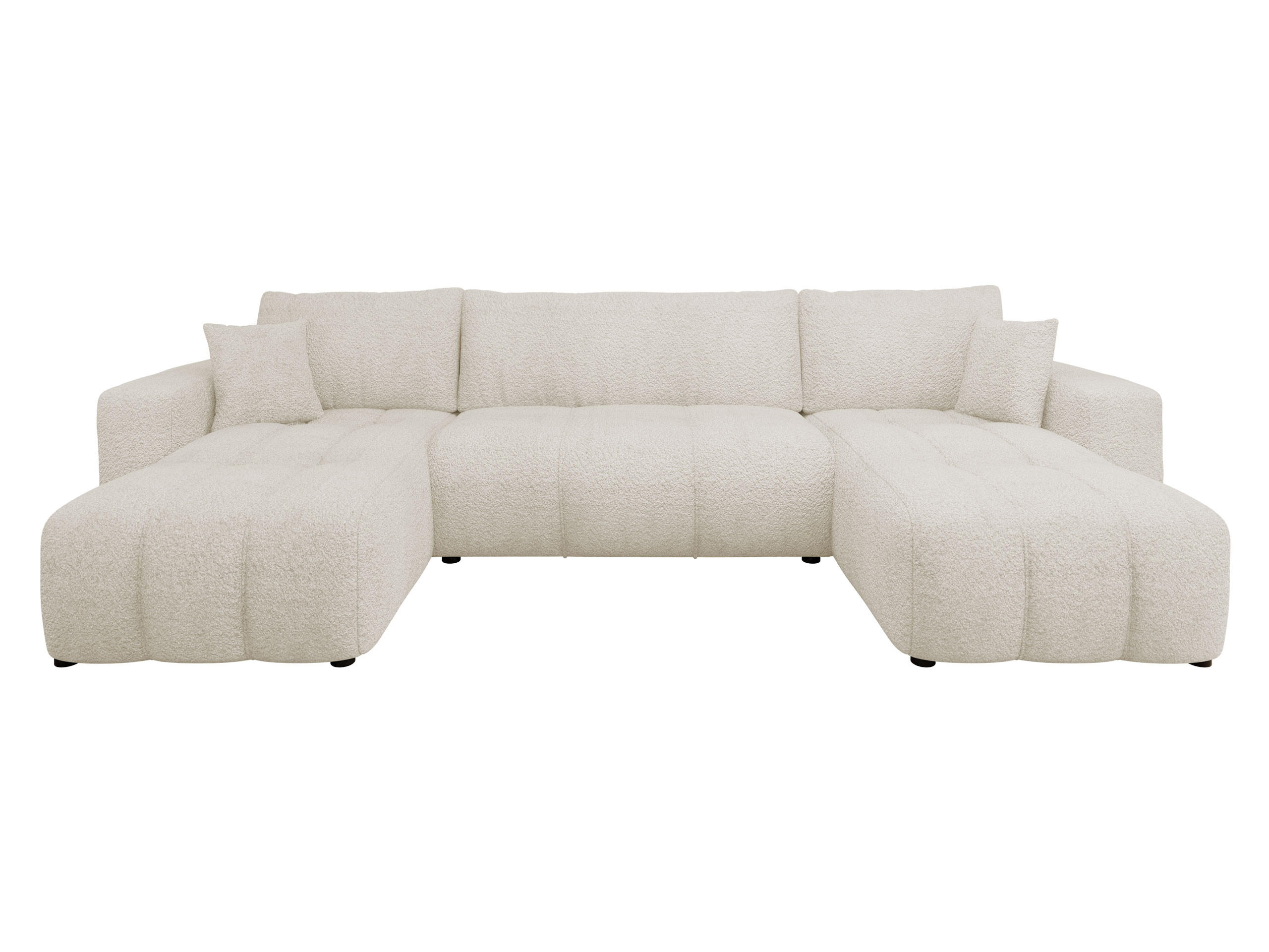 WOHNLADNSCHAFT Furyn U Boucle - Schwarz/Naturfarben, Holzwerkstoff/Kunststoff (312/82/145cm) - MIRJAN24