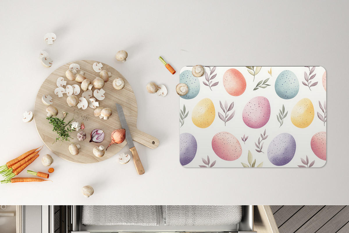 PLATZSETS 6er-Set Eier - Bunt - Muster Placemats 45x30 cm - Weiß, Kunststoff (0.3/45/30cm) - MuchoWow