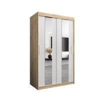 SCHWEBETÜRENSCHRANK 200/120/62 2-türig - Silberfarben/Weiß, Holz/Kunststoff (120/200/62cm) - Abiks Möbel