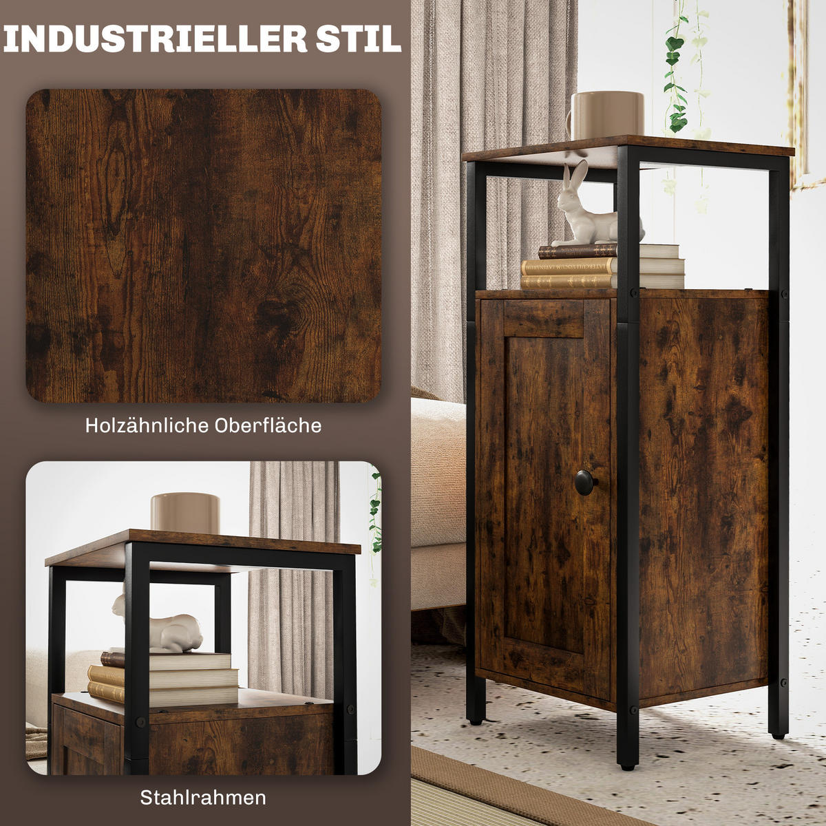 BEISTELLTISCH 34/80/30 cm Braun aus Sperrholz mit verstellbarem Regal - Braun, Holzwerkstoff (34/30/80cm) - OKMYHOME