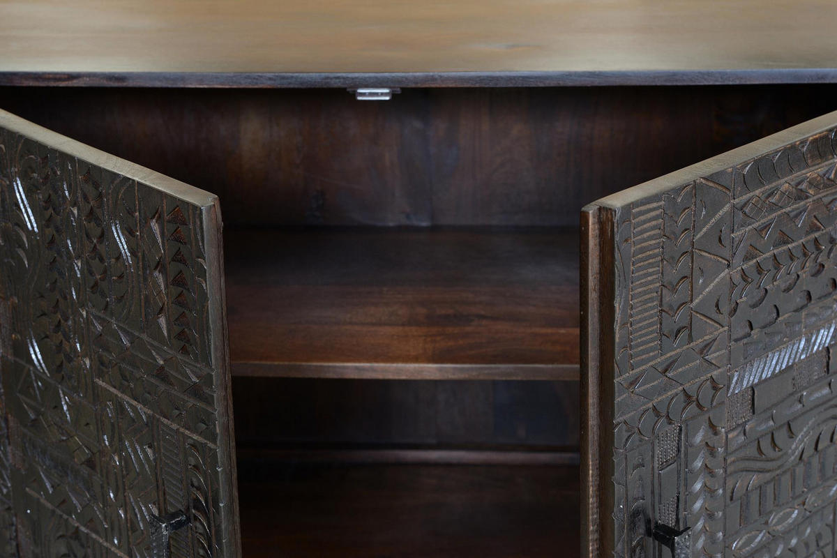 HIGHBOARD Mangoholz und dunklem Walnussmetall - Dunkelbraun, Holz (40/135/120cm) - Giner y Colomer