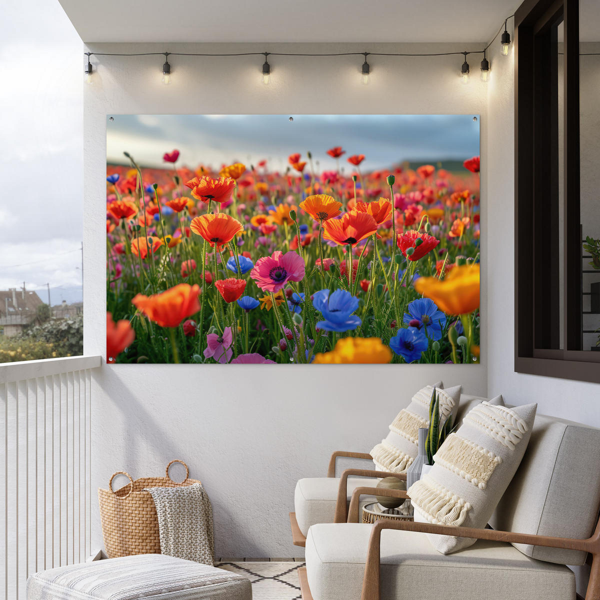 ZAHRADNÍ PLAKÁT Květiny - Mák - Barevné - Příroda 180x120 cm - tmavě oranžová, plast (180/120/0.2cm) - OnlyWow