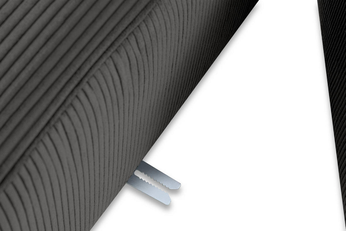 PANORAMA-ECKSOFA BUFFO 7/8 Sitzer mit extrem weicher Sitzfläche, Kordstoff, grau - Grau, Textil (424/73/180cm) - KONSIMO®