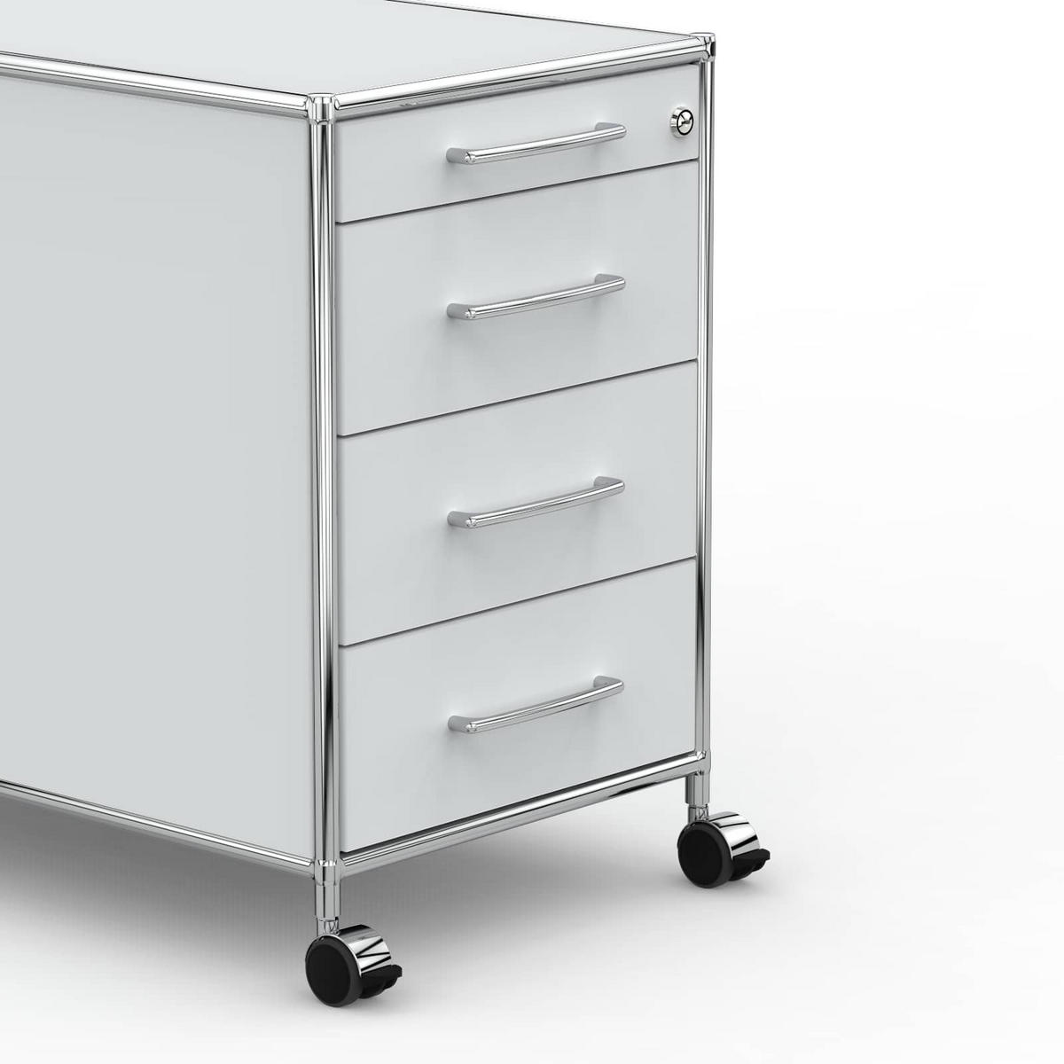 BÜRO-ROLLCONTAINER Holz, 60 cm, 4 Schubladen, Lichtgrau - Chromfarben/Silberfarben, Holzwerkstoff/Metall (60/66.5/60cm) - Versee