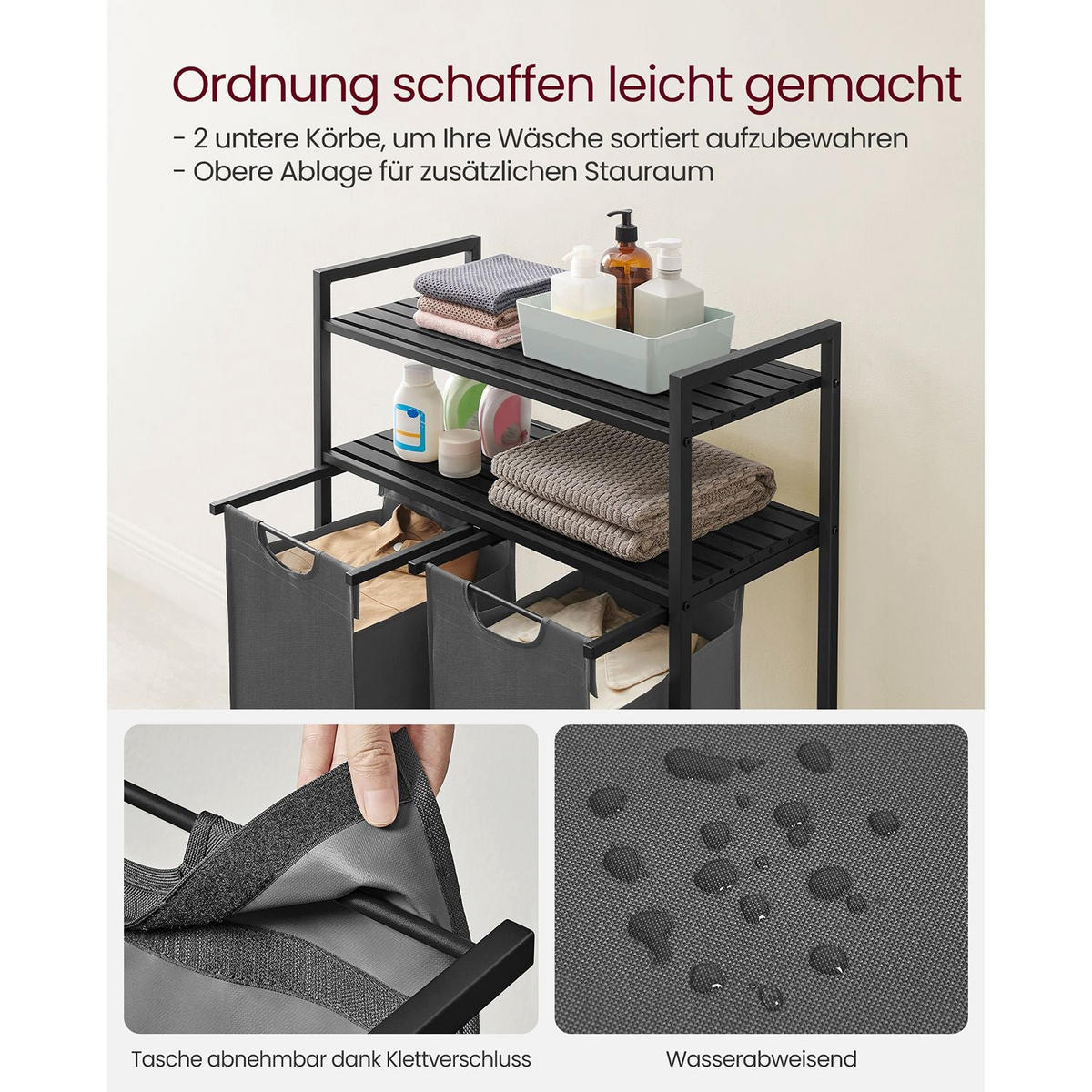 WÄSCHEKORB ABU DHABI - Grau, Metall (33/92/73cm) - Hansiro