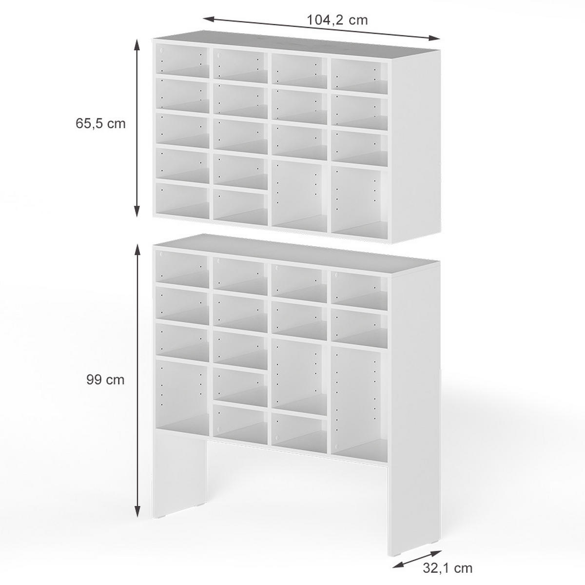 SCHUHSCHRANK-SET Lysander, Weiß, 104.2 x 65.5 cm 2 Teile - Weiß, Holzwerkstoff (104.2/65.5/32.1cm) - Vicco