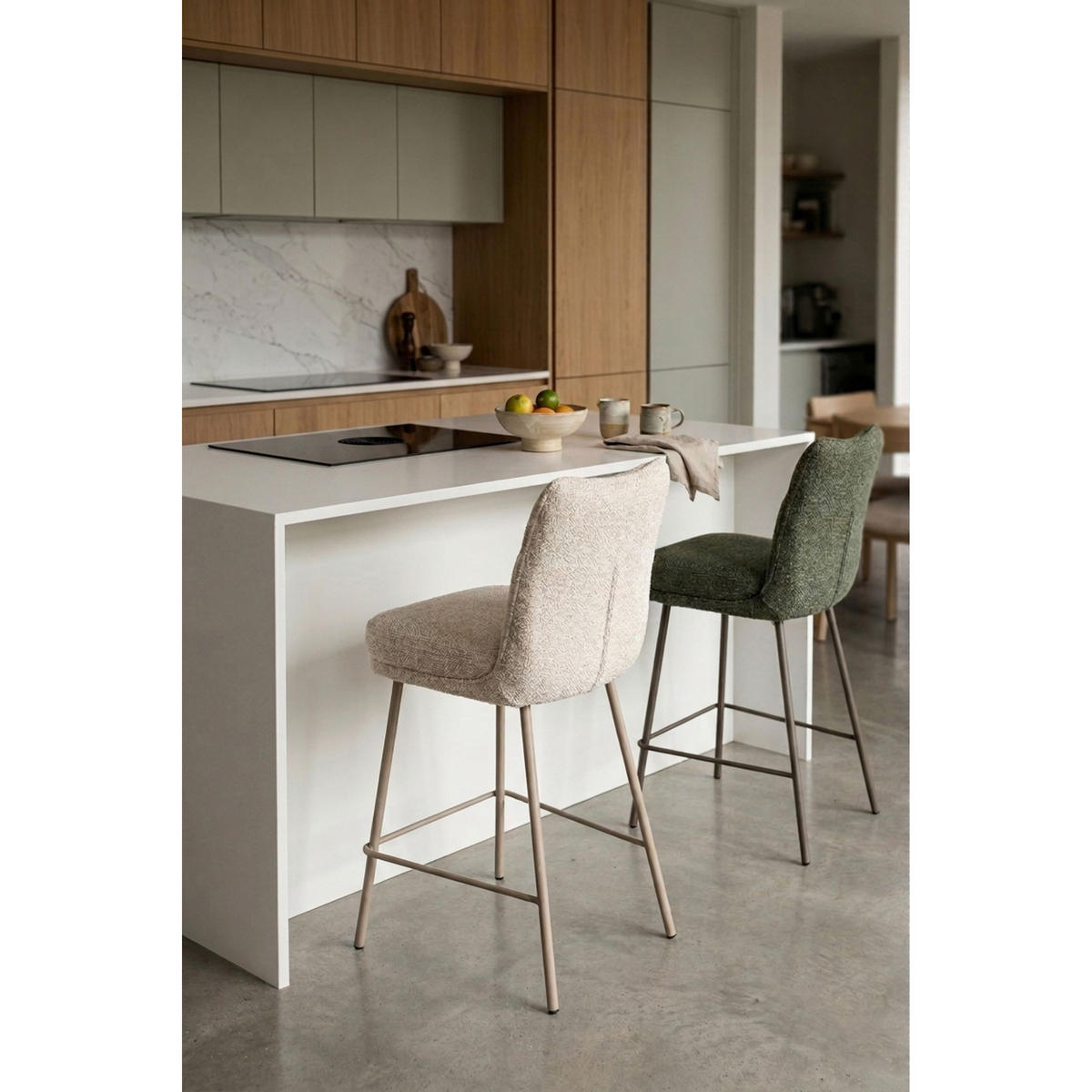 BARHOCKER Jacques mit Rückenlehne 65 cm Beige - 2 er Set - Beige, Kunststoff (43/100/54cm) - Housecraft Living