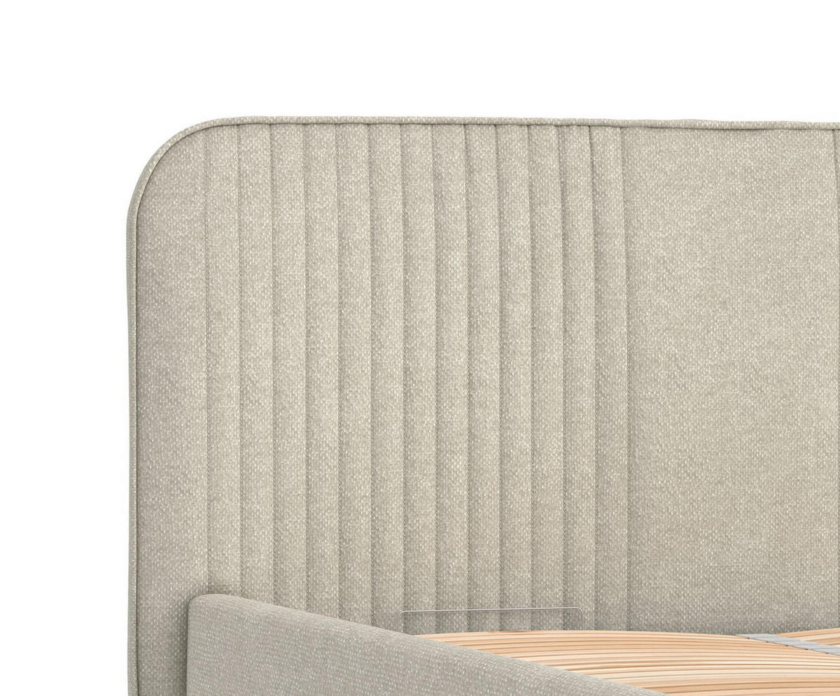 POLSTERBETT Livy Beige Grau 140/200 cm im Chenille-Stoff - Beige/Naturfarben, Holz/Holzwerkstoff (140/200cm) - Maison de Reve