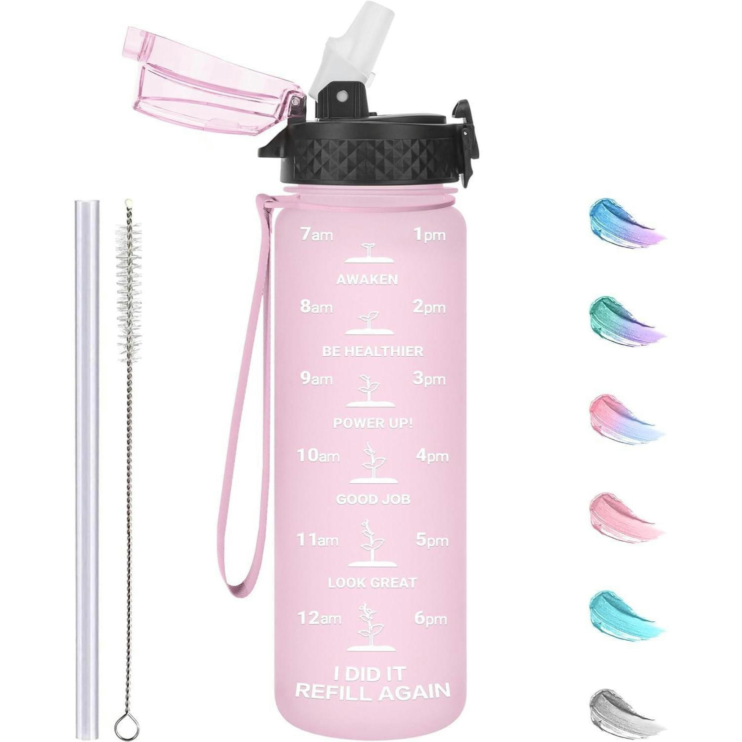 TRINKFLASCHE mit Strohhalm 500 ml Rosa - Rosa, Kunststoff (7/7cm)