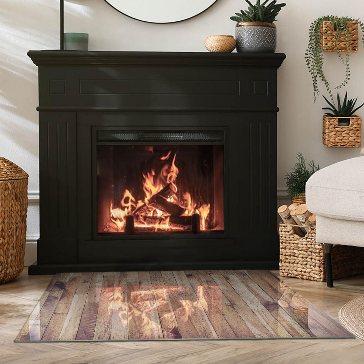 GLASPLATTE für Kamin 100x70 cm Braun - Braun, Glas (100/70/0.4cm) - ArtPrintCave